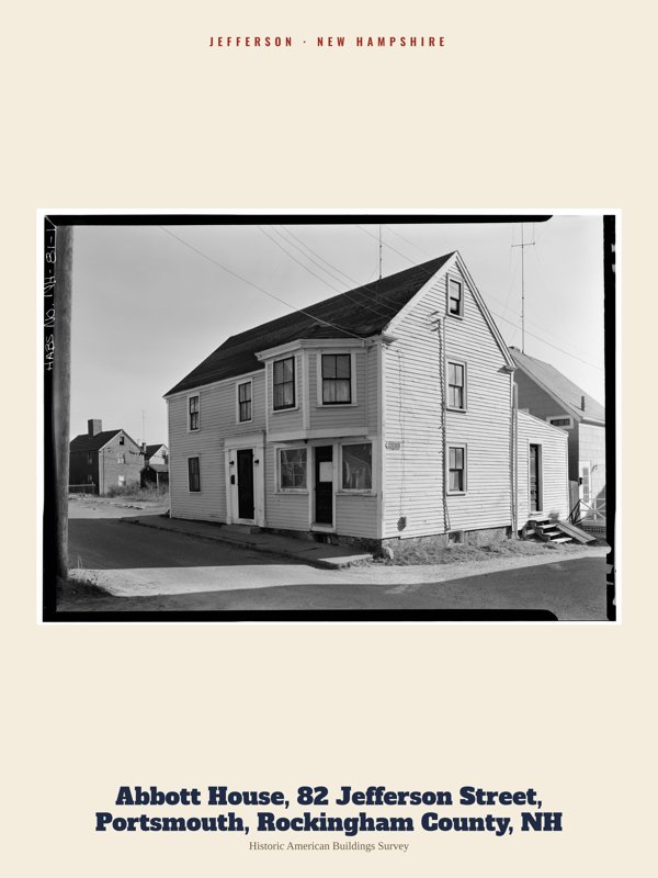 Jefferson Abbott House, 82 Jefferson Street, Portsmouth, Rockingham County, NH Archive Print artwork detail