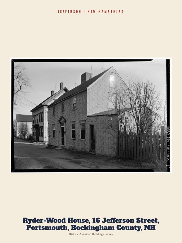 Jefferson Ryder-Wood House, 16 Jefferson Street, Portsmouth, Rockingham County, NH Archive Print artwork detail