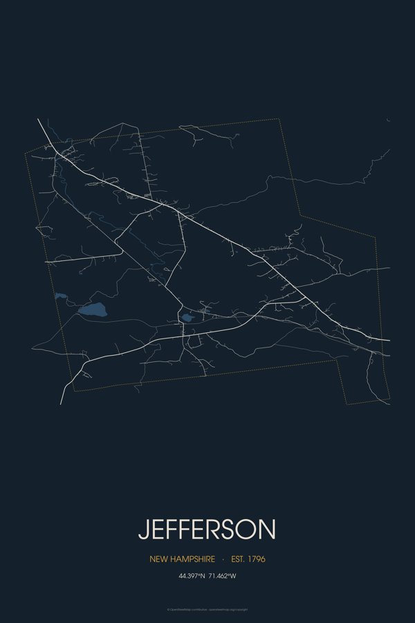 Jefferson Street Map Poster · Midnight artwork detail