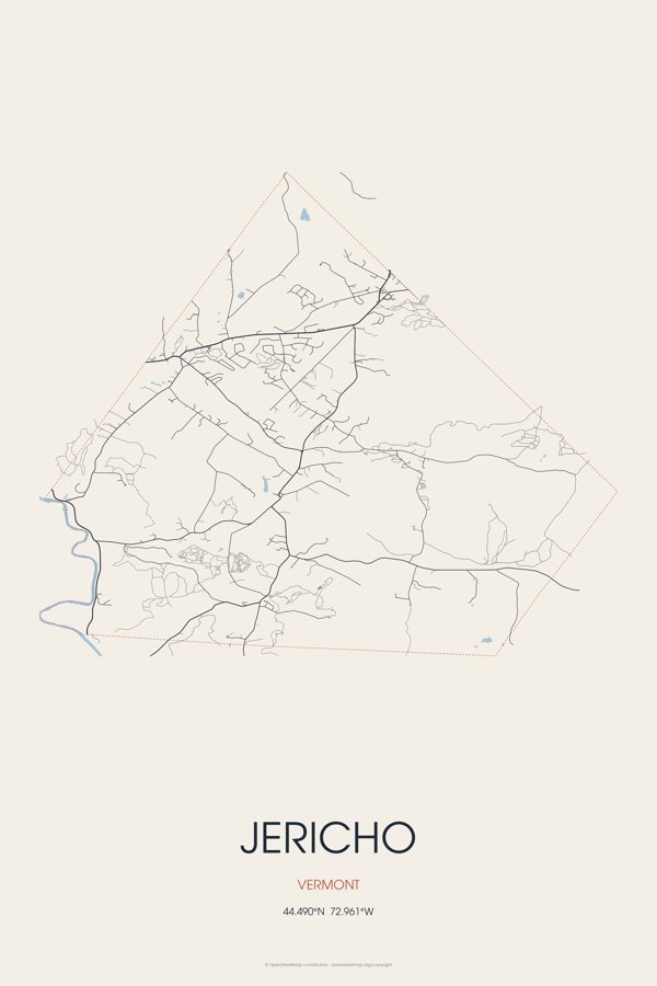 Jericho Street Map Poster · Linen artwork detail