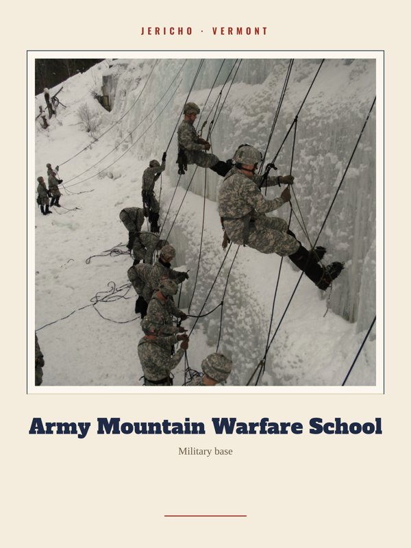 Jericho Army Mountain Warfare School Landmark Print artwork detail