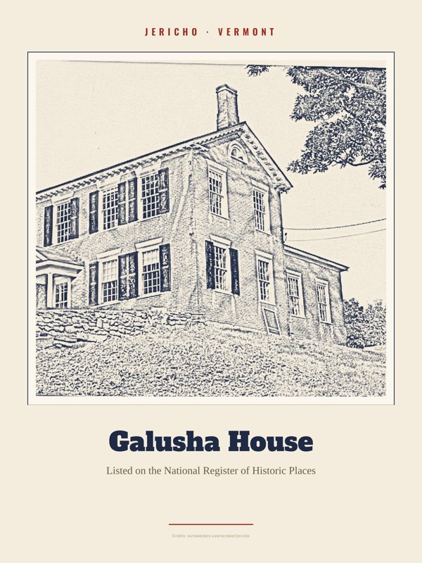 Jericho Galusha House Landmark Print artwork detail