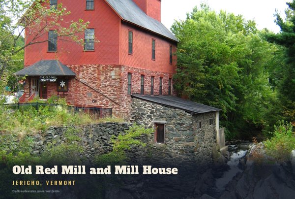 Jericho Old Red Mill and Mill House Postcard artwork detail