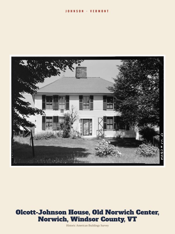 Johnson Olcott-Johnson House, Old Norwich Center, Norwich, Windsor County, VT Archive Print artwork detail