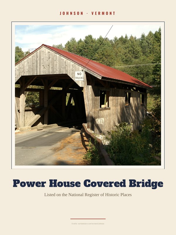 Johnson Power House Covered Bridge Landmark Print artwork detail