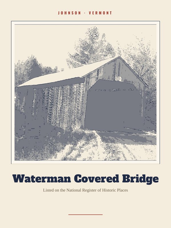 Johnson Waterman Covered Bridge Landmark Print artwork detail