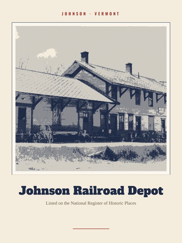 Johnson Johnson Railroad Depot Landmark Print artwork detail