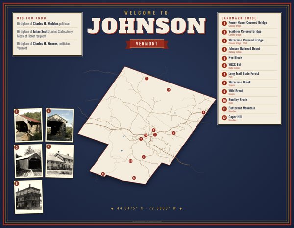 Johnson Map Placemat artwork detail