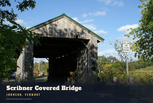Johnson Scribner Covered Bridge Postcard artwork detail