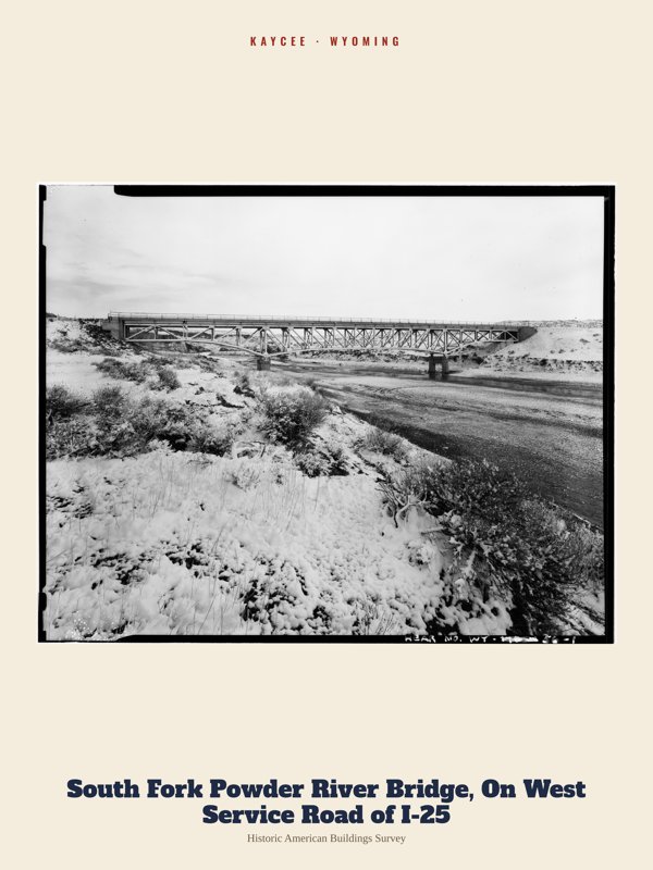 Kaycee South Fork Powder River Bridge, On West Service Road of I-25 Archive Print artwork detail