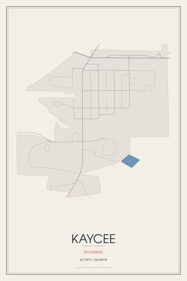 Kaycee Street Map Poster · Linen artwork detail