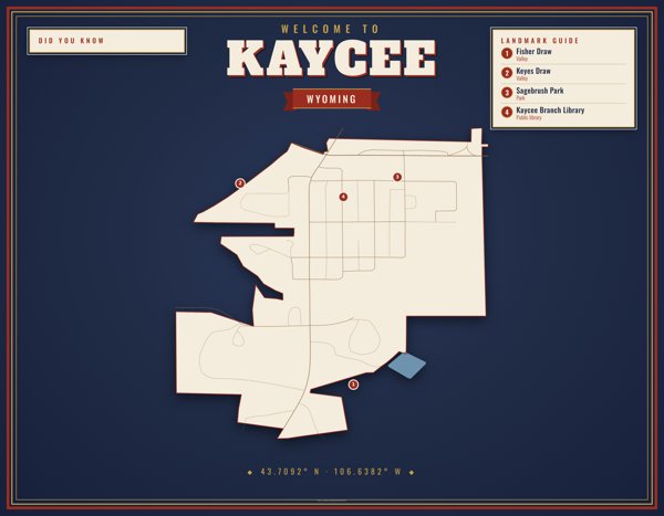 Kaycee Map Placemat artwork detail