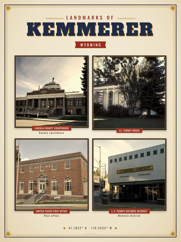 Kemmerer Landmarks Photo Poster artwork detail