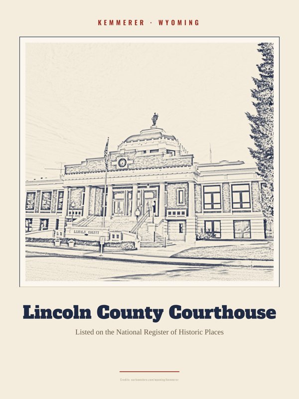 Kemmerer Lincoln County Courthouse Landmark Print artwork detail