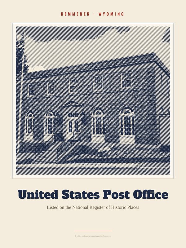 Kemmerer United States Post Office Landmark Print artwork detail
