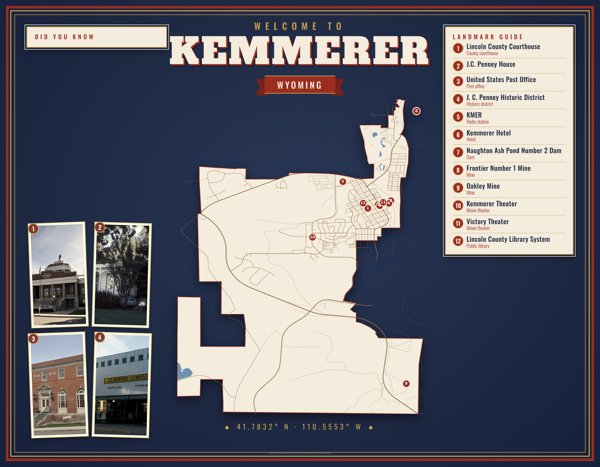 Kemmerer Map Placemat artwork detail