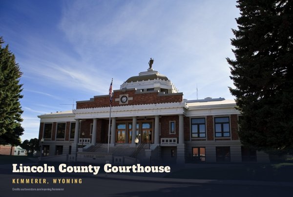 Kemmerer Lincoln County Courthouse Postcard artwork detail