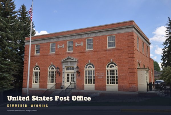 Kemmerer United States Post Office Postcard artwork detail