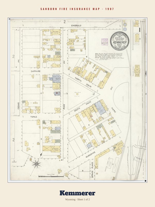 Kemmerer Sanborn Map Print artwork detail