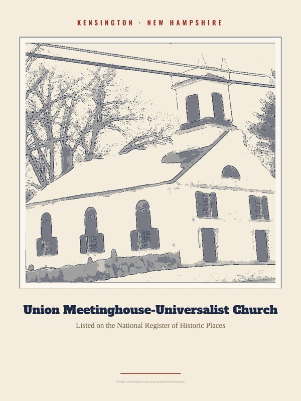 Kensington Union Meetinghouse-Universalist Church Landmark Print artwork detail