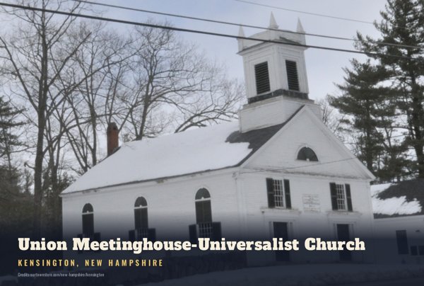 Kensington Union Meetinghouse-Universalist Church Postcard artwork detail