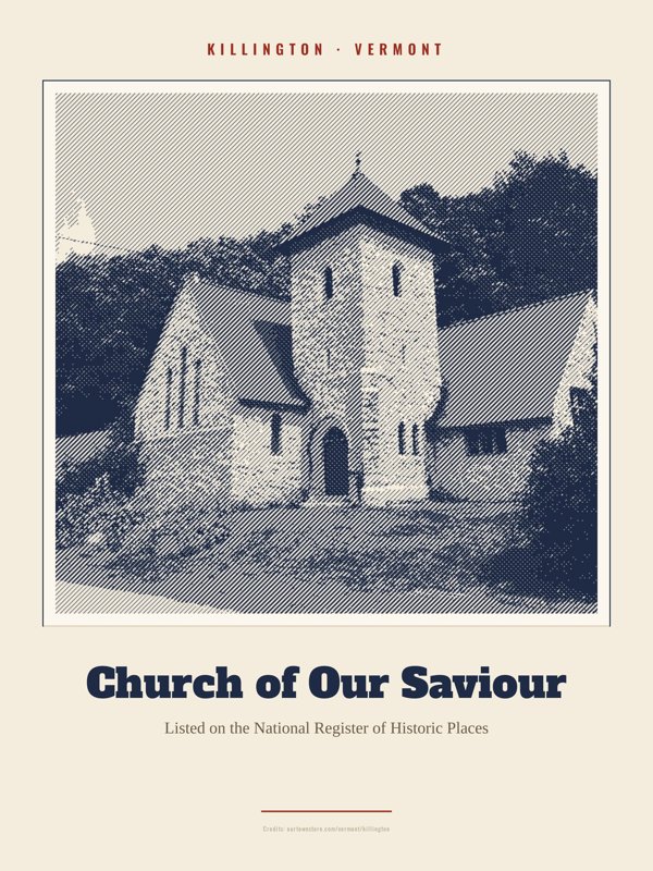Killington Church of Our Saviour Landmark Print artwork detail