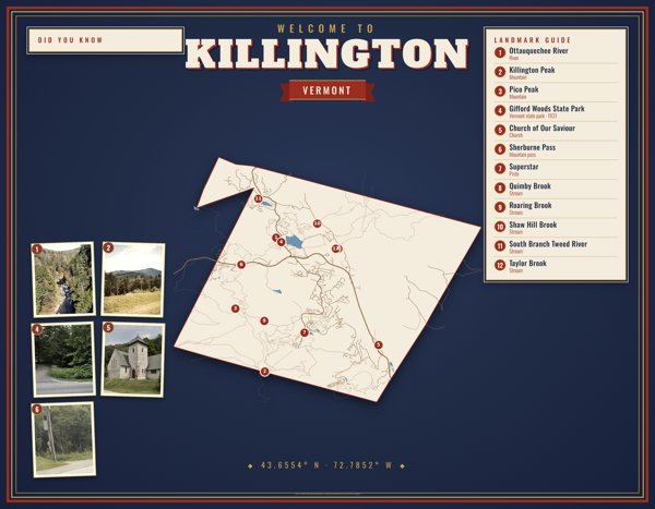 Killington Map Placemat artwork detail
