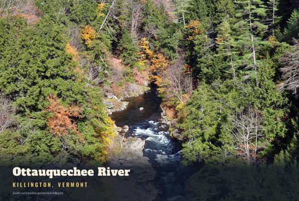 Killington Ottauquechee River Postcard artwork detail