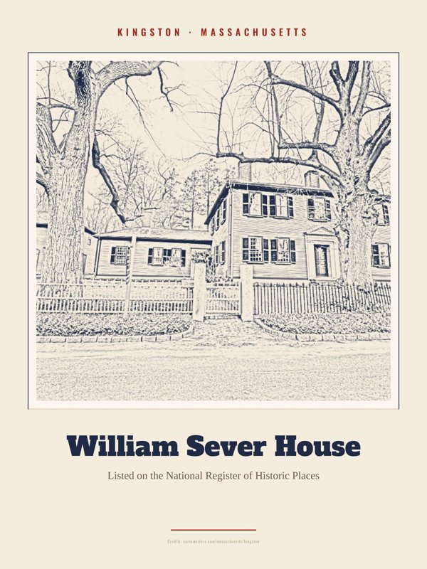 Kingston William Sever House Landmark Print artwork detail