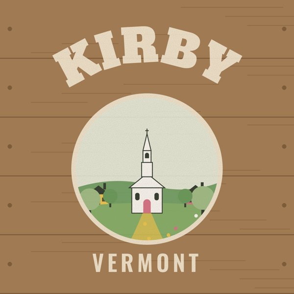 Kirby Hometown Wood Sign artwork detail