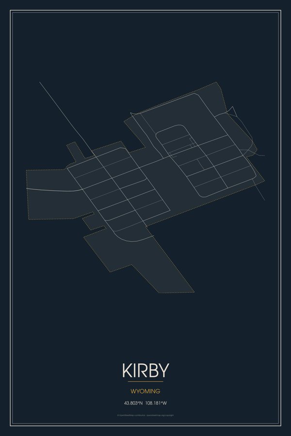Kirby Street Map Poster · Midnight artwork detail