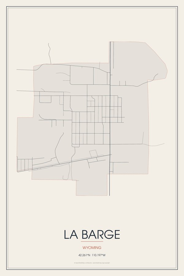 La Barge Street Map Poster · Linen artwork detail