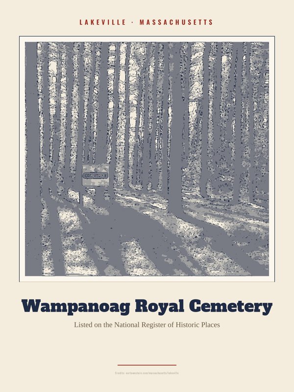 Lakeville Wampanoag Royal Cemetery Landmark Print artwork detail