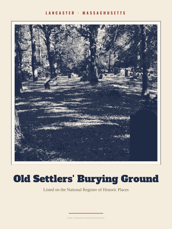 Lancaster Old Settlers' Burying Ground Landmark Print artwork detail