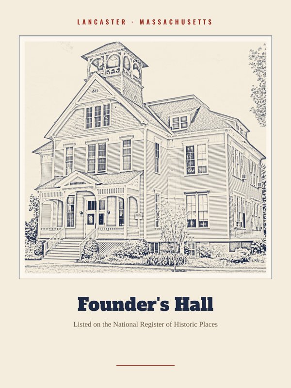Lancaster Founder's Hall Landmark Print artwork detail