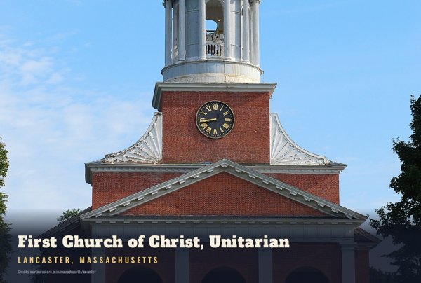 Lancaster First Church of Christ, Unitarian Postcard artwork detail