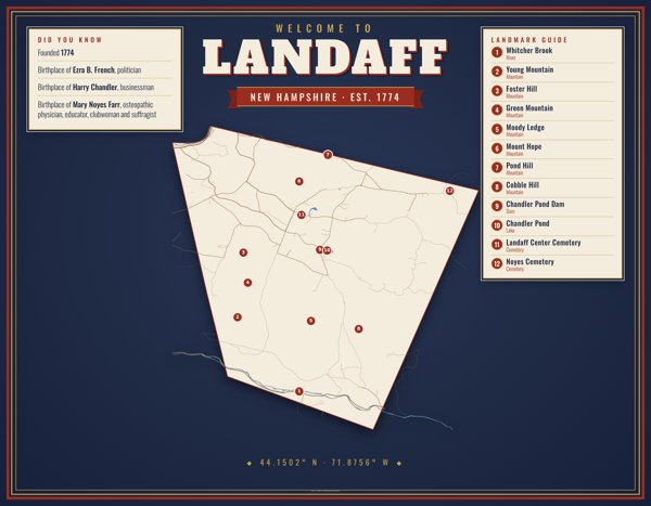 Landaff Map Placemat artwork detail
