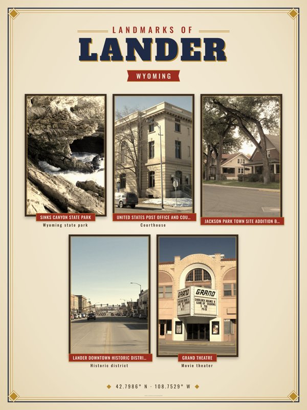 Lander Landmarks Photo Poster artwork detail