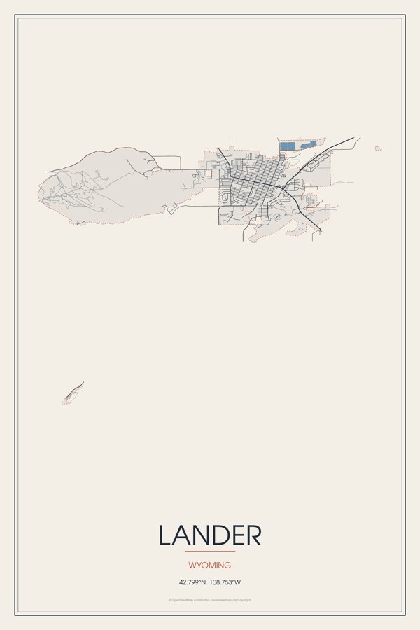 Lander Street Map Poster · Linen artwork detail