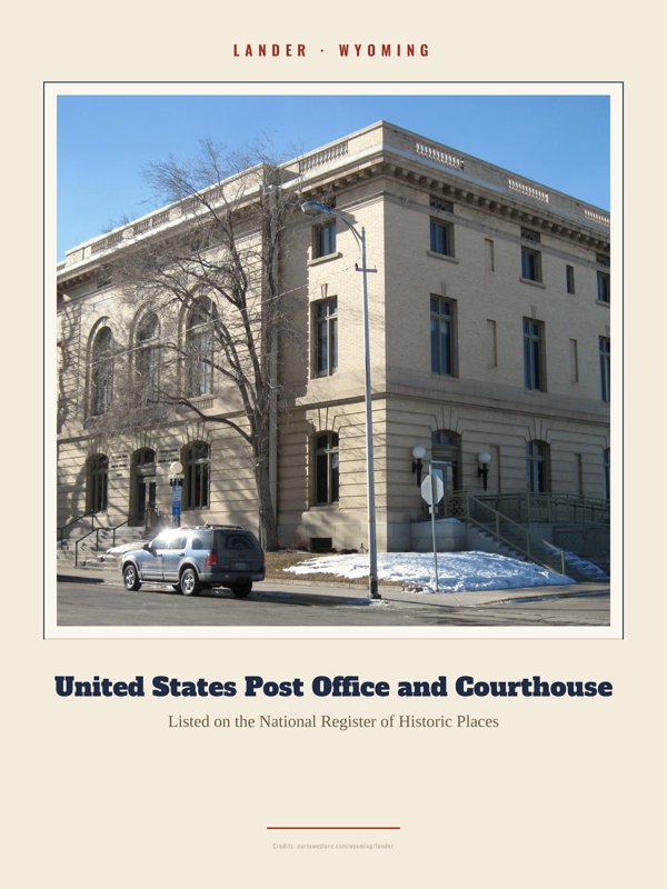 Lander United States Post Office and Courthouse Landmark Print artwork detail