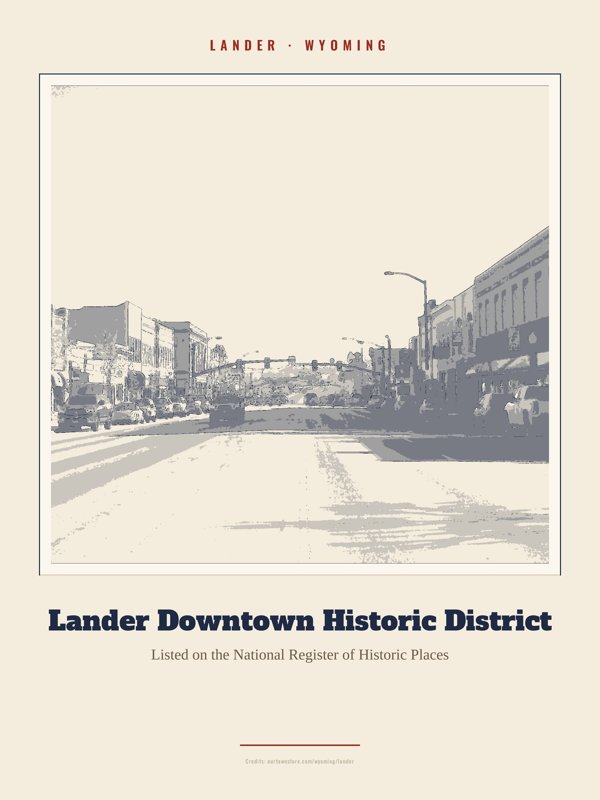 Lander Lander Downtown Historic District Landmark Print artwork detail