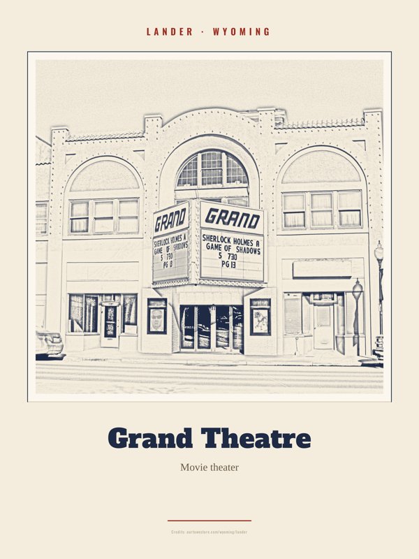 Lander Grand Theatre Landmark Print artwork detail