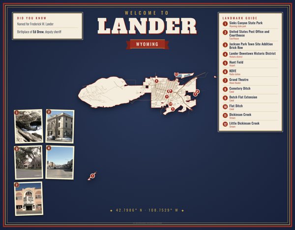 Lander Map Placemat artwork detail