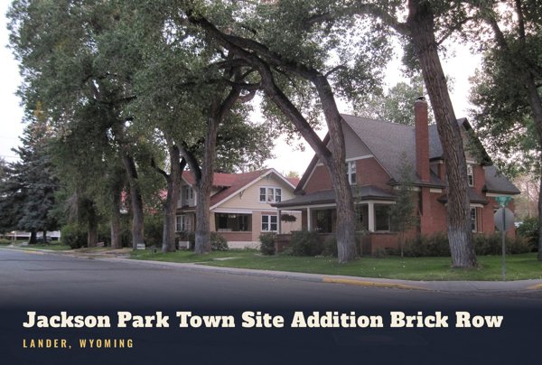 Lander Jackson Park Town Site Addition Brick Row Postcard artwork detail