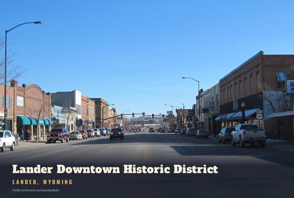 Lander Lander Downtown Historic District Postcard artwork detail