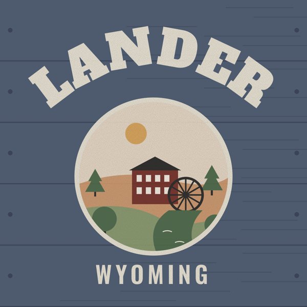 Lander Hometown Wood Sign artwork detail
