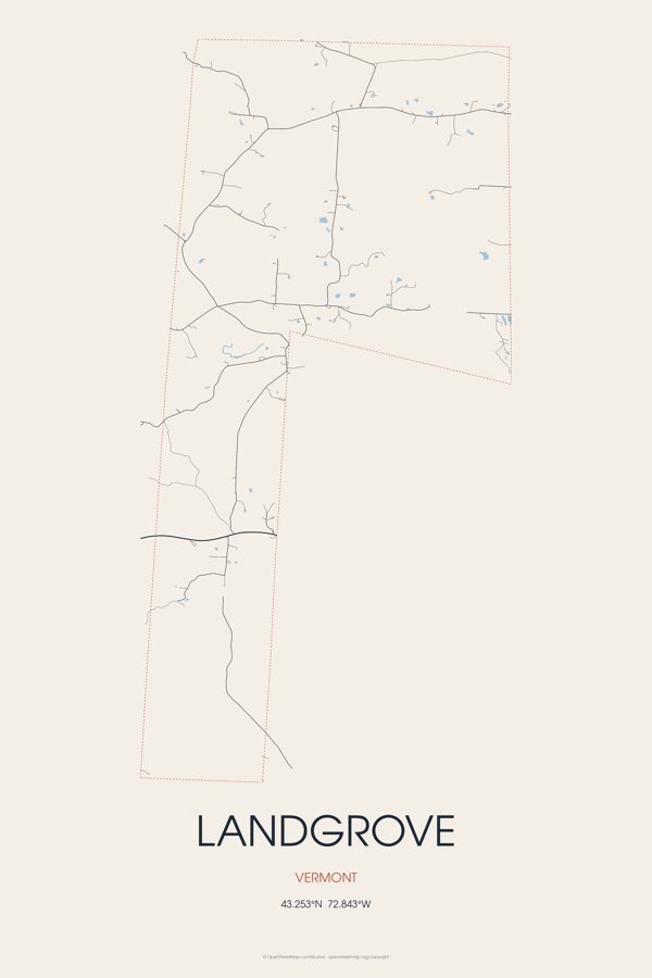 Landgrove Street Map Poster · Linen artwork detail