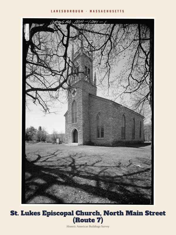 Lanesborough St. Lukes Episcopal Church, North Main Street (Route 7) Archive Print artwork detail
