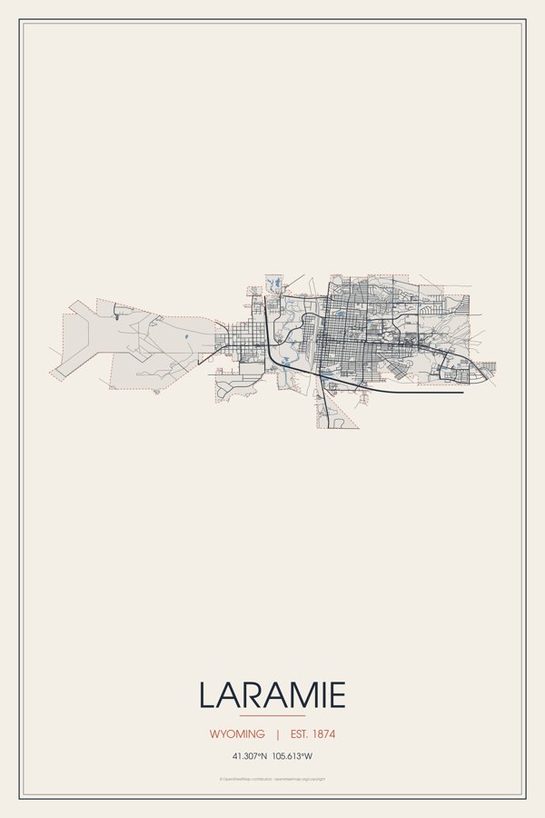 Laramie Street Map Poster · Linen artwork detail