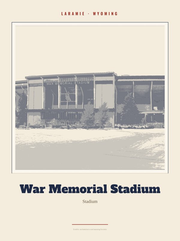 Laramie War Memorial Stadium Landmark Print artwork detail